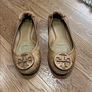 Tory Burch Tan Leather Ballet Flats